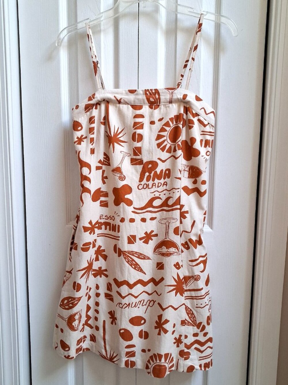 JESSICA SIMPSON Cream/Rust Drink Print Strapless Dress sz S